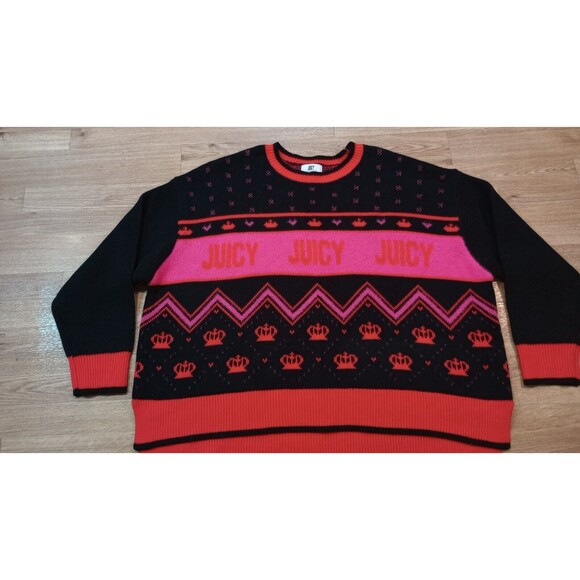 Juicy Couture Sweater Womens 3XL Plus Holiday Crew Neck Pullover Festive Print - Picture 2 of 14